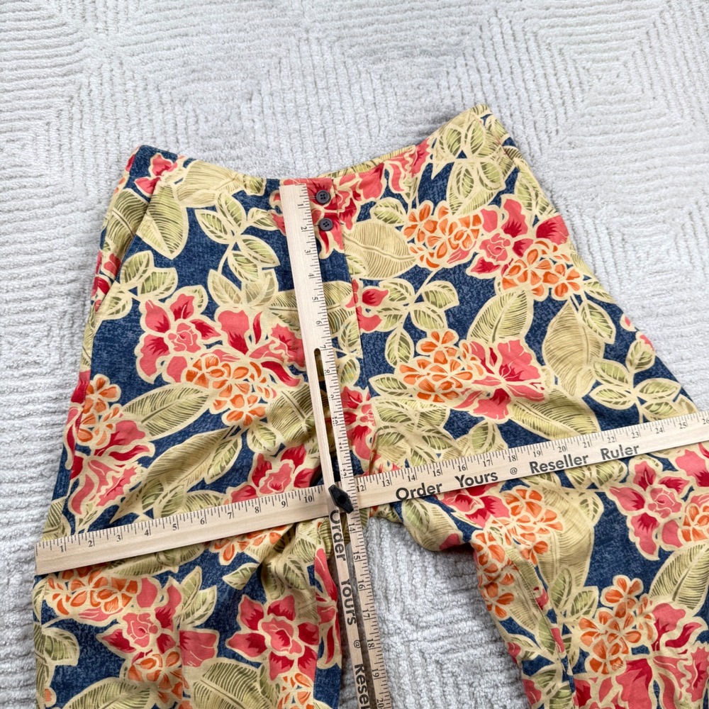 VTG Talbots Petites Floral Linen Pants Women 12P Tropical Straight Coastal 90s - Picture 4 of 12